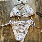 Floral Blue and White Bikini Set Size XXS Photo 8