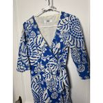 Tibi  Women's Blue White Floral Cotton Classic Chic Wrap Mini Dress Size 6 Photo 2