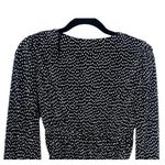 ZARA V Neck Polka Dot Balloon Long Sleeve Smocked Blouse Tie Front S Black White Photo 5