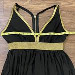 CQ by CQ Low VNeck Backless Maxi Dress Black With Gold Metallic Trim Large Photo 7