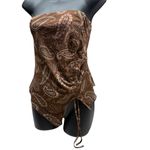 Almost Famous  Boho Strapless Paisley Sheer Flowy Top Photo 3