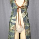 So Sexy Size M Halter Camouflage Front Tie Sleeveless Long Cover Up Dress. New Green Size M Photo 1