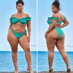 Only Tabria Majors Agent Sloane Bikini Bottom  Size 3X Green Teal Blue NWT Plus Photo 2