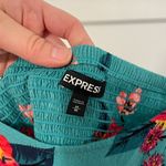 EXPRESS  Floral Square Neck Ruffle Wrap Dress Teal Blue Pink Boho Mini Fit Flare Photo 5