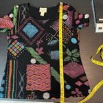 Renaissance Black Art to Wear Scoop Neck Short Sleeve Stretch Top Size Medium Photo 6