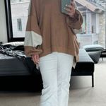 Free People  Uptown Colorblock Pullover in Camel Ivory Size X-Small Photo 9