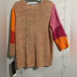 Coldwater Creek  V-Neck Sweater in Pink, Orange, and Red Photo 4