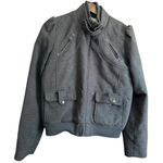 Decree  Women's Gray‎ Puffer Collar Bomber Jacket Size L/G Photo 0