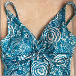 Lands' End  1pc Swimsuit Women 4 Blue White Floral Twist Pad Bra Draped Tropical Photo 1