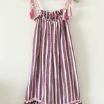 River Island Resort Cotton Gauze Beach Cover Up in White Maroon Pink - Size S Photo 1