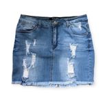 Wax Jean  Distressed Medium Wash Mini Denim Skirt Photo 1
