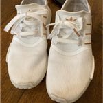 Adidas  NMD White Rose Gold Sneakers | Tenniscore Clean Girl Aesthetic Photo 1