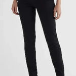 EXPRESS  90s Skinny High-Rise Jeans with faux leather panel Photo 0