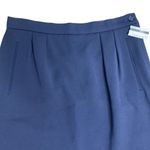 Liz Claiborne Vintage Pleated Pencil Skirt 10P Navy Blue Pockets Lined Button Photo 1