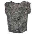 ZARA  Top Blouse Black & White Animal Print V-Neck Studded Short Sleeve Top Small Photo 2
