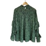 Lucky Brand Blouse 2X Green Paisley Ruffle Sleeve Boho Peasant Top Flowy Photo 1