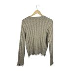 Evereve NWOT  Women’s Raw Edge Cable Knit Sweater in Beige Size L Photo 7