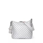 MZ Wallace Parker Metallic Silver Quilted Nylon Crossbody Bag Purse Photo 1