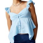Urban Outfitters Blue Ruffle Assymetrical Top Blouse Boho M Photo 0