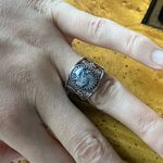 Natural White Buffalo Sterling Silver Ring Size 7 Black Photo 3