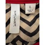 Tacera Womens Sheer Chevron Print Button Down Shirt Blouse Top Red Accents Photo 5