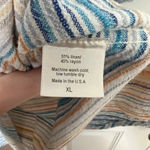 Linen stripe button down skirt XL Blue Photo 2