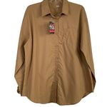 DSG women’s BF woven collared button down long sleeve shirt large sahara sand Tan Photo 0