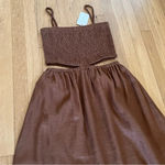 Faithfull the Brand Tayari Linen Maxi Dress 12 Cinnamon Cutout Smock Sundress Photo 2