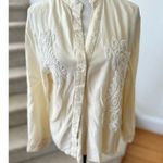 ZARA  Cream Beaded Asymmetric Button Front Blouse Photo 1