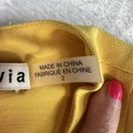 Alice + Olivia  Sz 2 Callie Mini Dress Asymmetrical Drape V-Neck Sleeveless Gold Photo 7