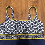 Lands' End  Womens Navy Blue White Yellow Tankini Underwire Swim Top Size 6 Small Photo 2
