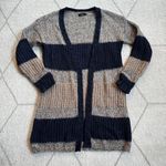 Yida Made in Italy Metallic Striped Open Front Cardigan Blue, Bronze & Silver Blue Size L Photo 1