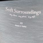 Soft Surroundings  Plunging Neck Line Faux Wrap Peplum Cotton Blue Top Photo 2