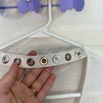 Charlotte Russe  women’s solid white knotted metallic‎ collar V-neck thin shirt S Photo 2