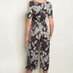 Sweet Claire Green Leaves Print Cropped Jumpsuit Photo 2