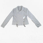 Marrakech Pearl Gray Cotton Jacket Asymmetrical Button Utility Coat Size Large Photo 1