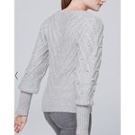 White House | Black Market  size small embroidered v-neck sweater with puff sleeves Photo 5