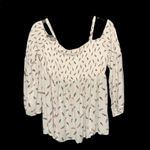 Torrid White Feather Print Cold Shoulder Top 2 Photo 1