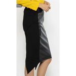 Gracia  Vegan Leather Knit Pencil Skirt Womens Sz M Black Crossover Back New Photo 10