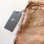 7 For All Mankind  Rose Gold Metallic Denim Cut Off Shorts Photo 6