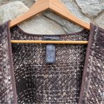Wool Blend Plaid Woven Blanket Shawl Wrap Brown Photo 2