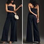 Anthropologie Pilcro Strapless Polished Wide-Leg Denim Jumpsuit, Size 4 Photo 1