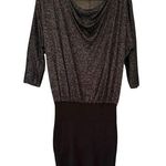 EXPRESS Y2K Shimmer Draped Neck Blouson Dress with fitted Skirt, Sz M Photo 0