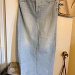 EXPRESS  long maxi denim skirt raw hem and high slit in the back Photo 0