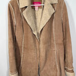 Xhilaration Vintage Xhiliration Women tan long leather faux sheep lining jacket size medium Photo 0