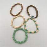 Handmade  wooden beads stretch bracelets Set of 5, NEW! Photo 2