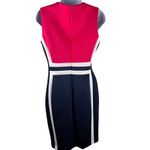Calvin Klein Career Deep Navy Blue Pink Scuba Fitted Sleeveless Dress 6 Photo 2