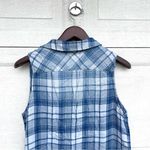 Side Stitch Womens Shirt Tunic Blue Plaid Sleeveless Button Up Medium Photo 4