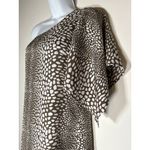 One Shoulder Animal Print Mini Dress Brown White Quiet Luxury Old Money Size XS Photo 3