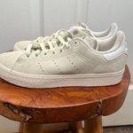 Adidas  Stan Smith Ivory Off White Suede LaceUp Logo Sneakers Size US 7 Photo 9